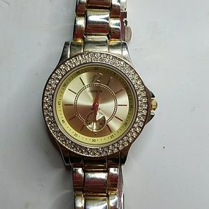 Geneva Gold watch with crystals